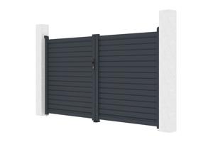 CALANCIA 3 m H. 160 cm Schwingtor, graues Aluminium 9