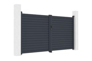 CALANCIA 3 m H. 160 cm Schwingtor, graues Aluminium 3