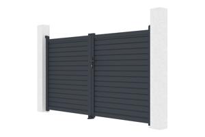 CALANCIA 3 m H. 160 cm Schwingtor, graues Aluminium 4
