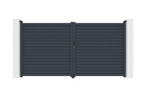Portail battant 3,5m CALANCIA H.180cm lames persiennes aluminium gris 2