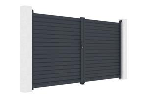 Portail battant 3,5m CALANCIA H.180cm lames persiennes aluminium gris 8