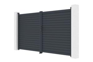 Portail battant 3,5m CALANCIA H.180cm lames persiennes aluminium gris 3