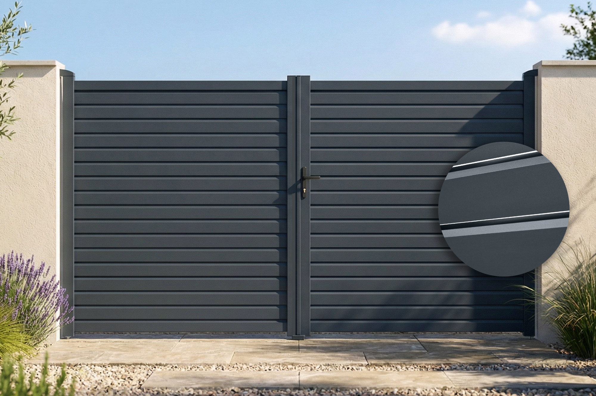 CALANCIA 3.5m H.180cm swing gate, grey aluminum main_image