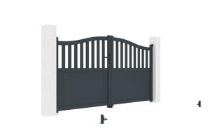 3m MEIJE swing gate, 160cm high, grey aluminum 7