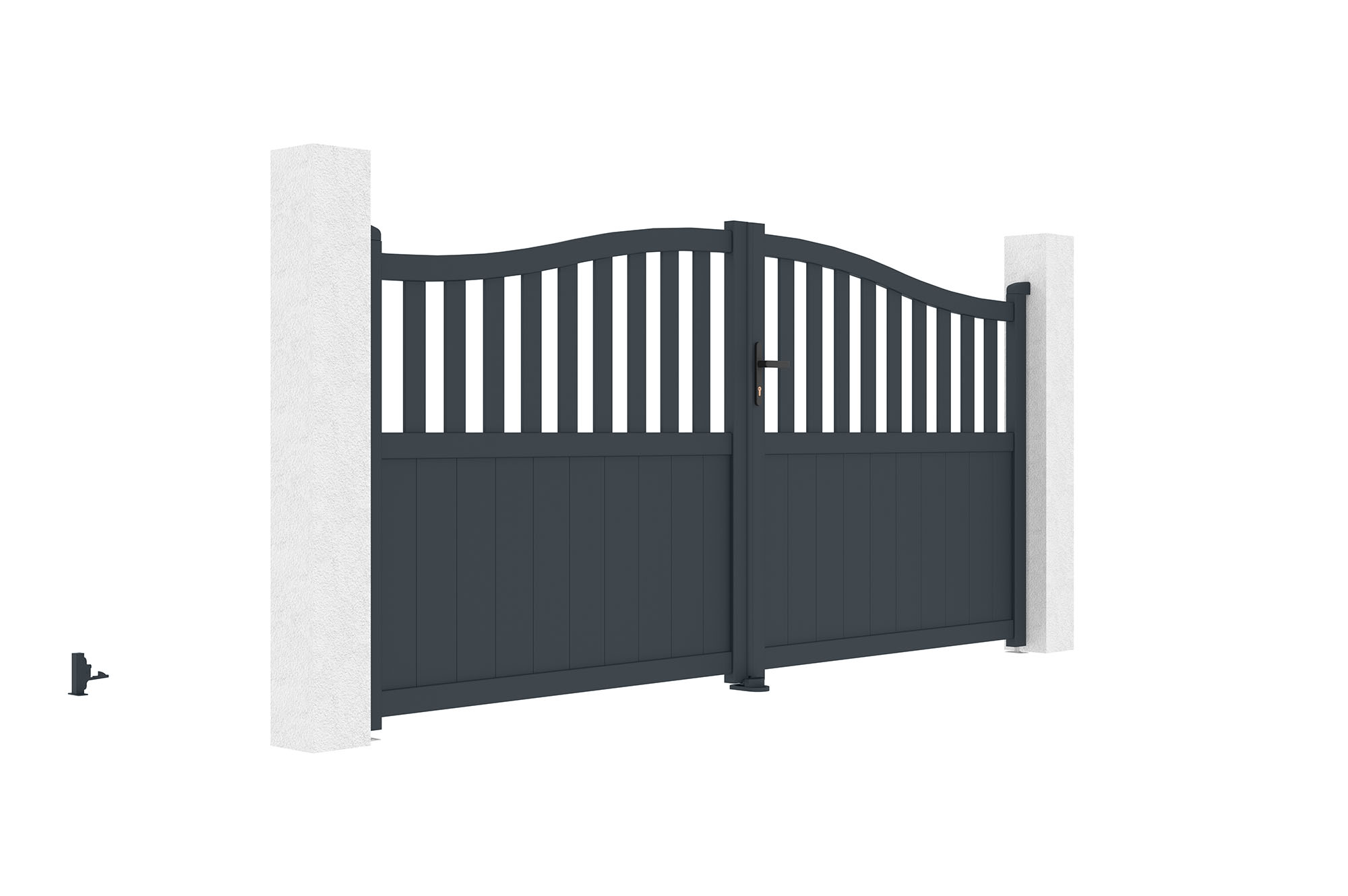 3,4 m-es MEIJE lengőkapu, 160 cm magas, szürke alumínium 4