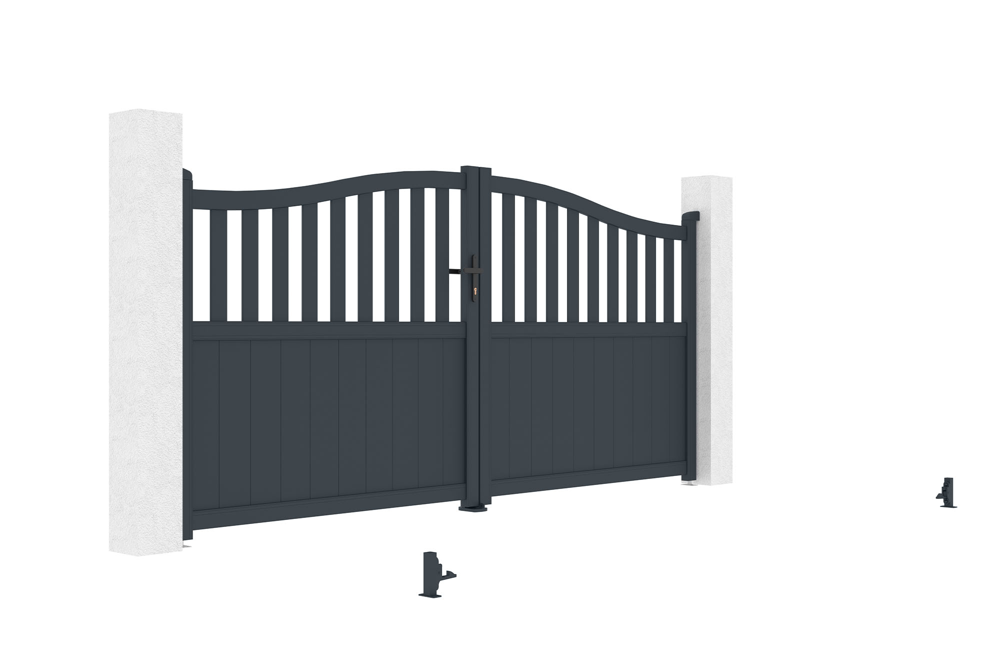 3,4 m-es MEIJE lengőkapu, 160 cm magas, szürke alumínium 7