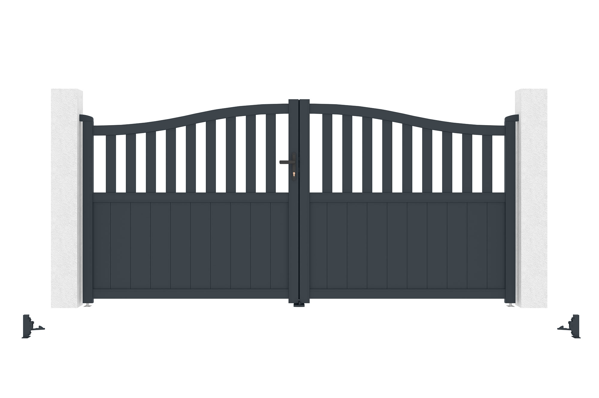 3,4 m-es MEIJE lengőkapu, 160 cm magas, szürke alumínium 6