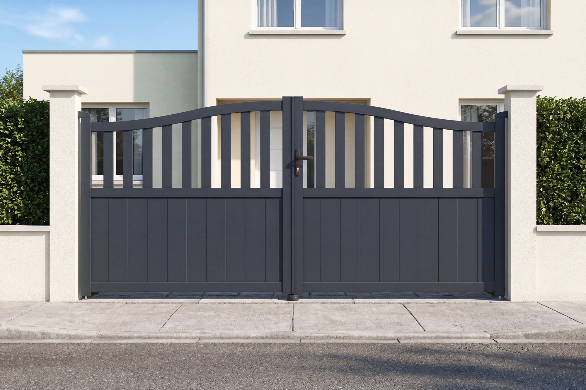 3,4 m-es MEIJE lengőkapu, 160 cm magas, szürke alumínium 1