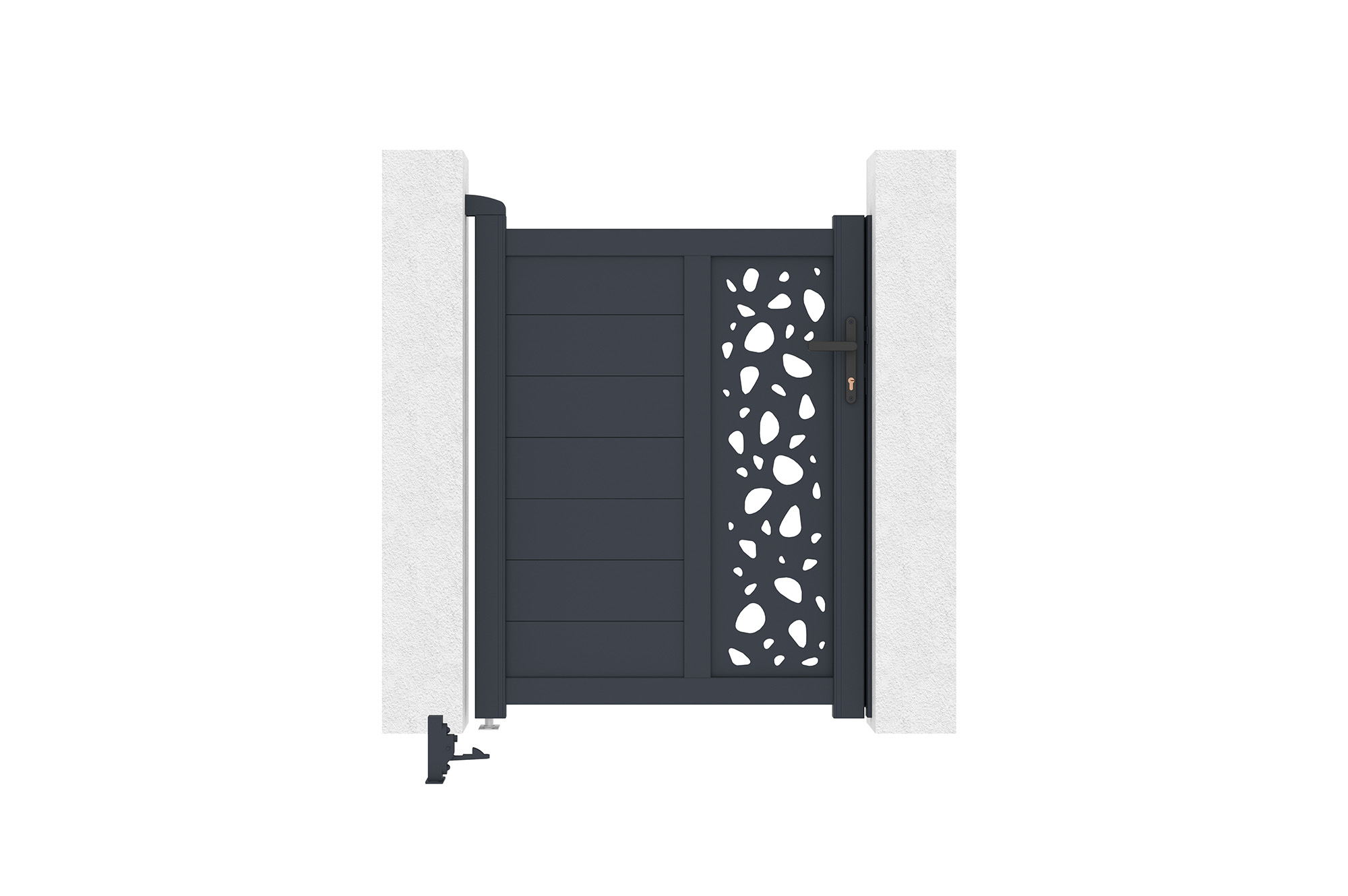 3.5m SUNNY swing gate, 120cm high, grey + 1m SUNNY grey aluminum pedestrian gate, 120cm high 25