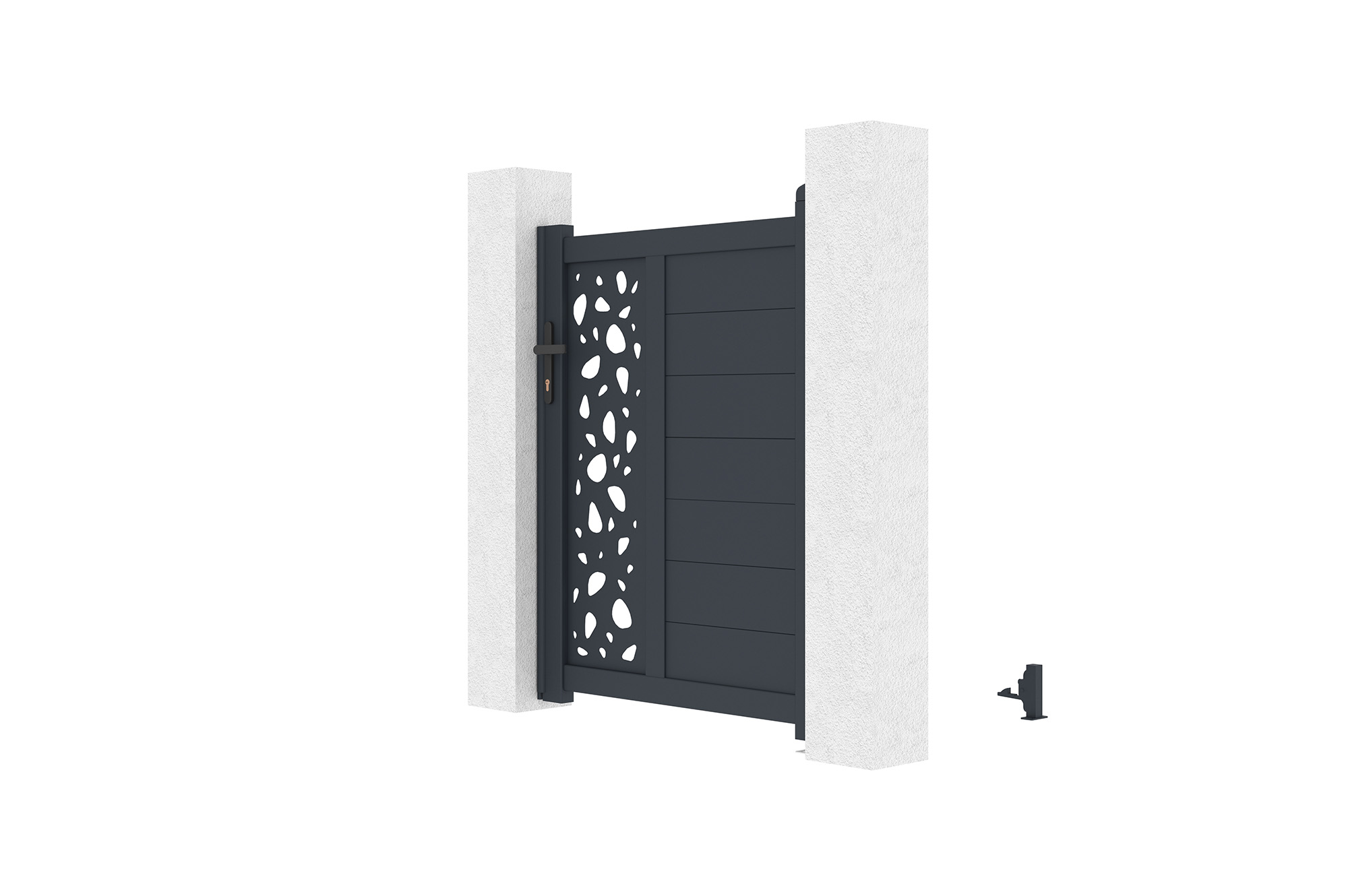 3.5m SUNNY swing gate, 120cm high, grey + 1m SUNNY grey aluminum pedestrian gate, 120cm high 22