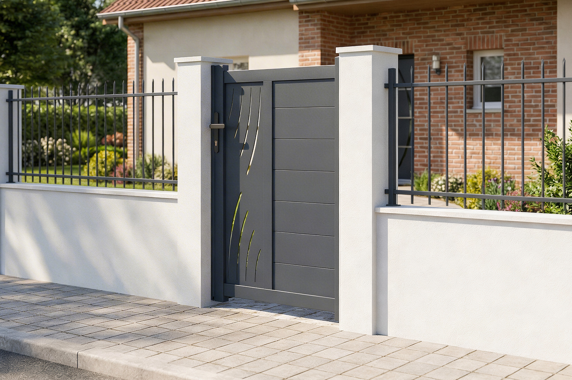 Cancello in alluminio grigio VELETA H.120cm 1m 12