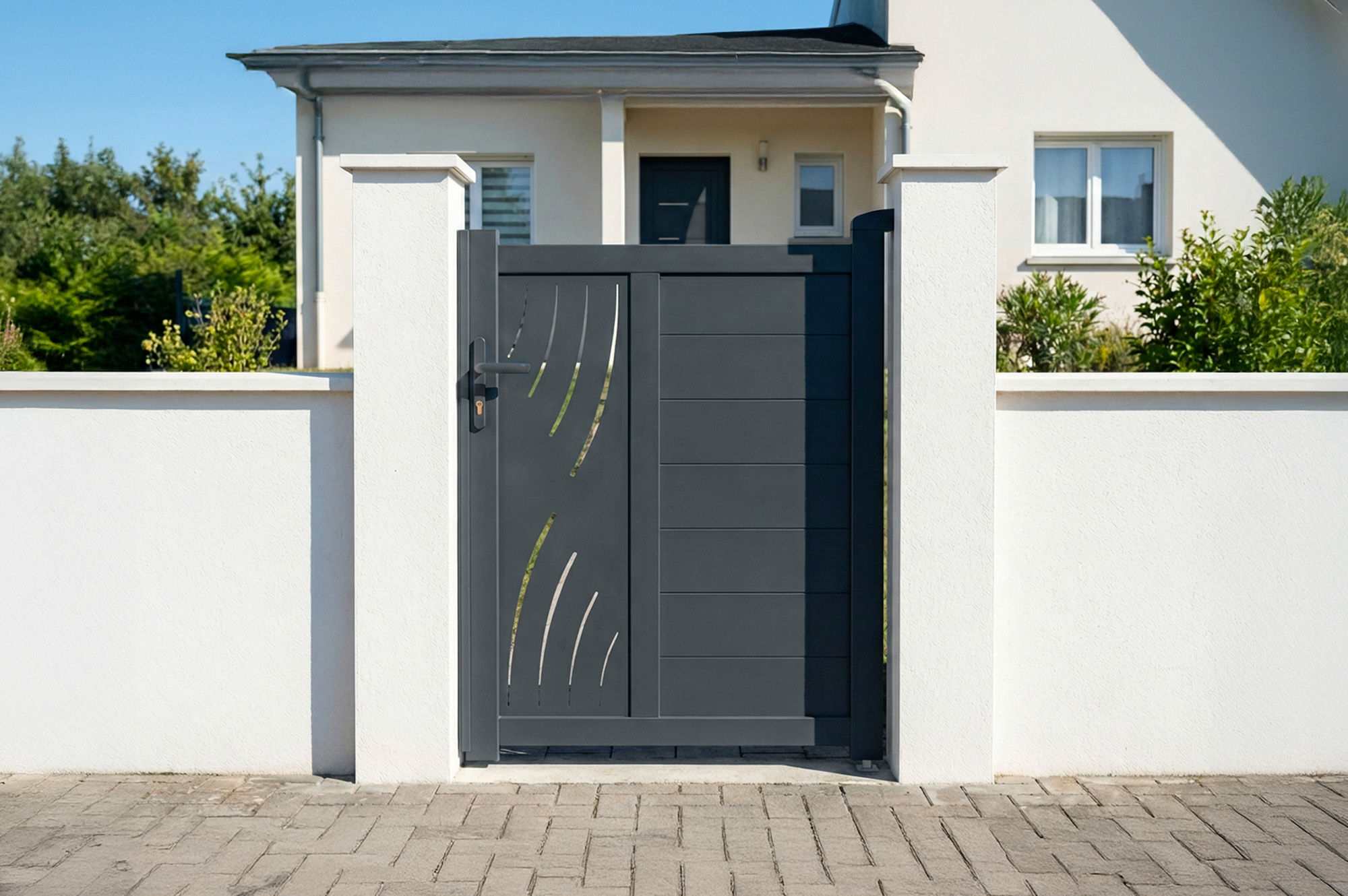 Cancello in alluminio grigio VELETA H.120cm 1m 1