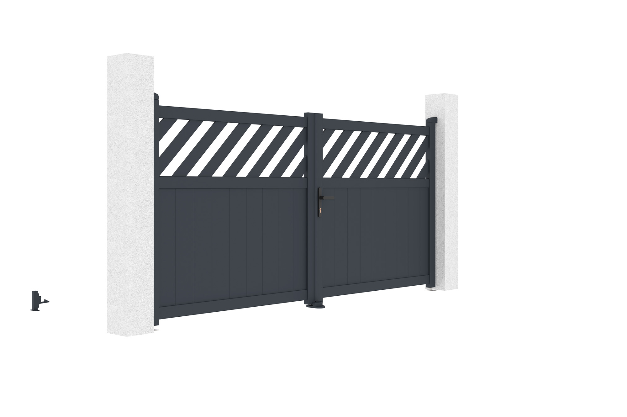 Portail battant 3m HELMIS H.140cm aluminium gris 3