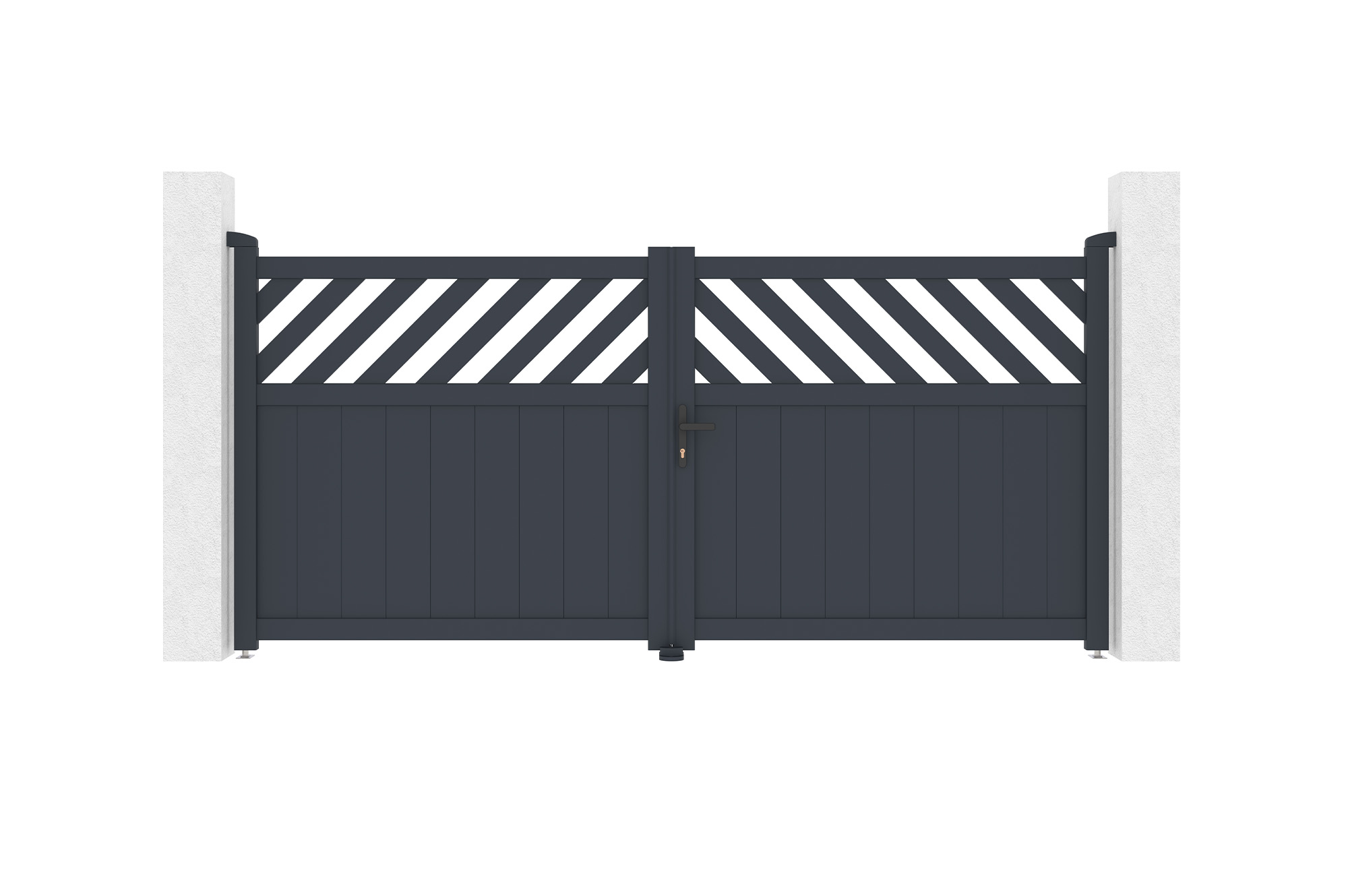 Portail battant 3m HELMIS H.140cm aluminium gris 2