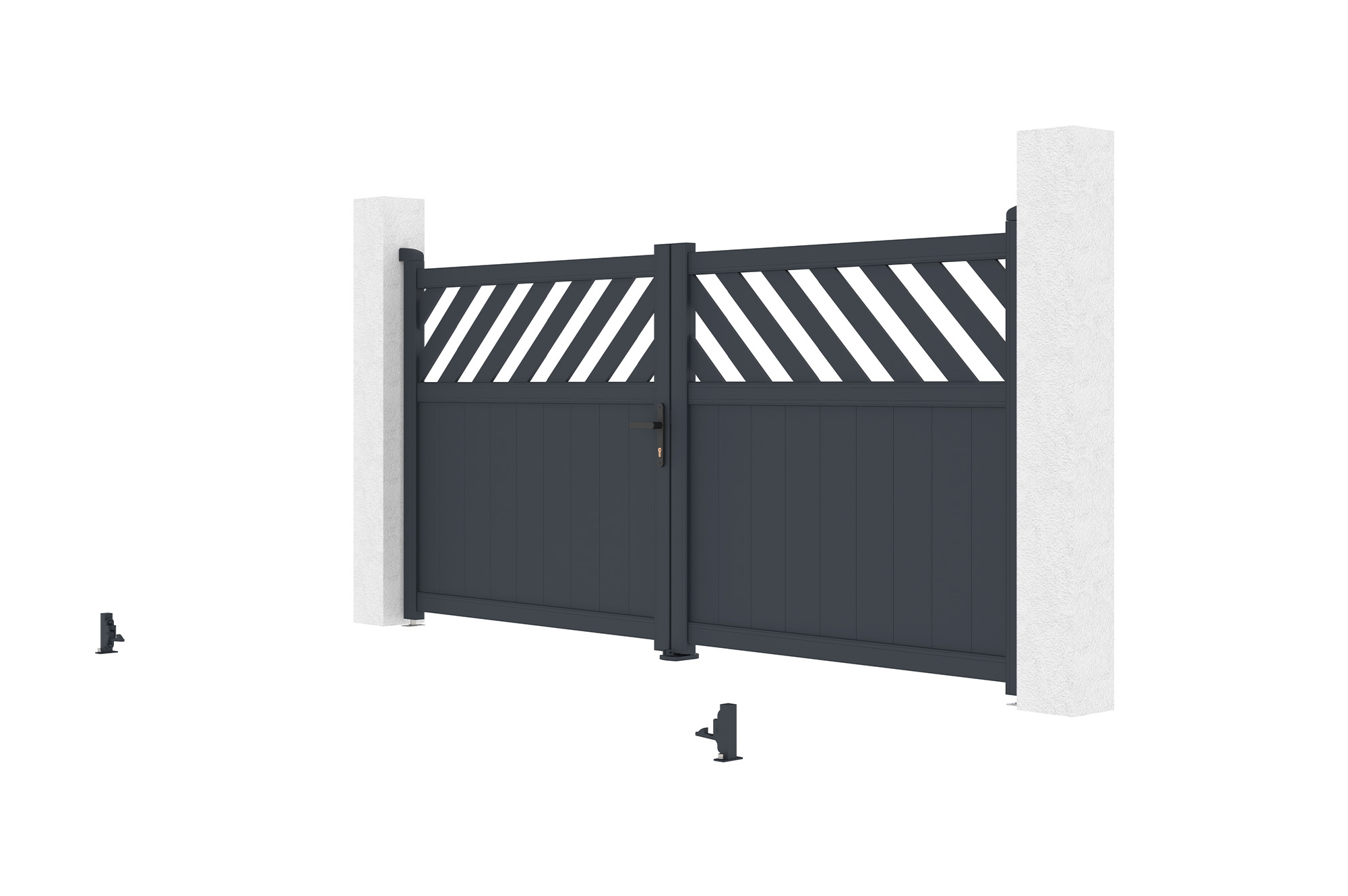 Portail battant 3m HELMIS H.140cm aluminium gris 8