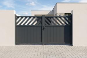 Portail battant 3m HELMIS H.140cm aluminium gris main image