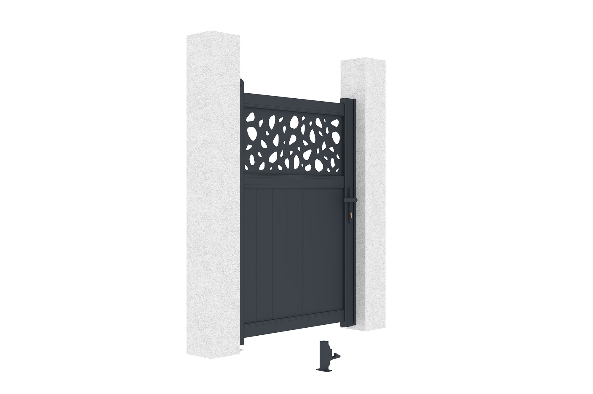 Křídlová brána 3m DOLOMITE SUNNY v. 140 cm šedý hliník + Brána 1m DOLOMITE SUNNY v. 140 cm šedý hliník 18