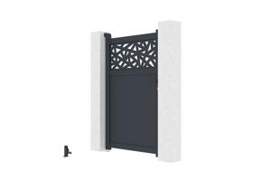 Portail coulissant 5m DOLOMITE RUIVO H.160cm aluminium gris + Portillon 1m DOLOMITE RUIVO H.160cm aluminium gris 17