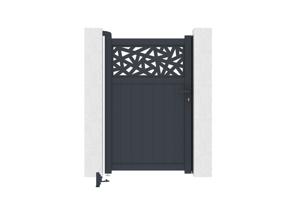Portail coulissant 5m DOLOMITE RUIVO H.160cm aluminium gris + Portillon 1m DOLOMITE RUIVO H.160cm aluminium gris 16