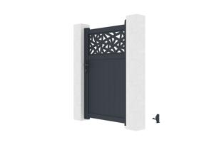 Portail coulissant 5m DOLOMITE RUIVO H.160cm aluminium gris + Portillon 1m DOLOMITE RUIVO H.160cm aluminium gris 14