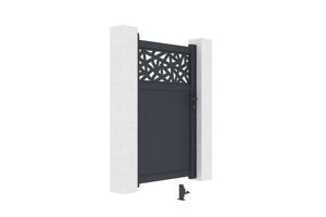 Portail coulissant 5m DOLOMITE RUIVO H.160cm aluminium gris + Portillon 1m DOLOMITE RUIVO H.160cm aluminium gris 18