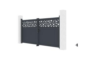 DOLOMITE SUNNY draaipoort met verstelbare breedte van 3 meter, 140 cm hoog, grijs aluminium 2