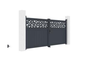 DOLOMITE SUNNY draaipoort met verstelbare breedte van 3 meter, 140 cm hoog, grijs aluminium 3