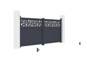 DOLOMITE SUNNY draaipoort met verstelbare breedte van 3 meter, 140 cm hoog, grijs aluminium 6
