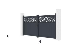 DOLOMITE SUNNY draaipoort met verstelbare breedte van 3 meter, 140 cm hoog, grijs aluminium 7