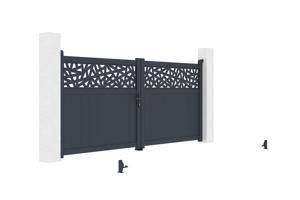 Swing gate 3m DOLOMITE RUIVO H.140cm gray aluminum 7