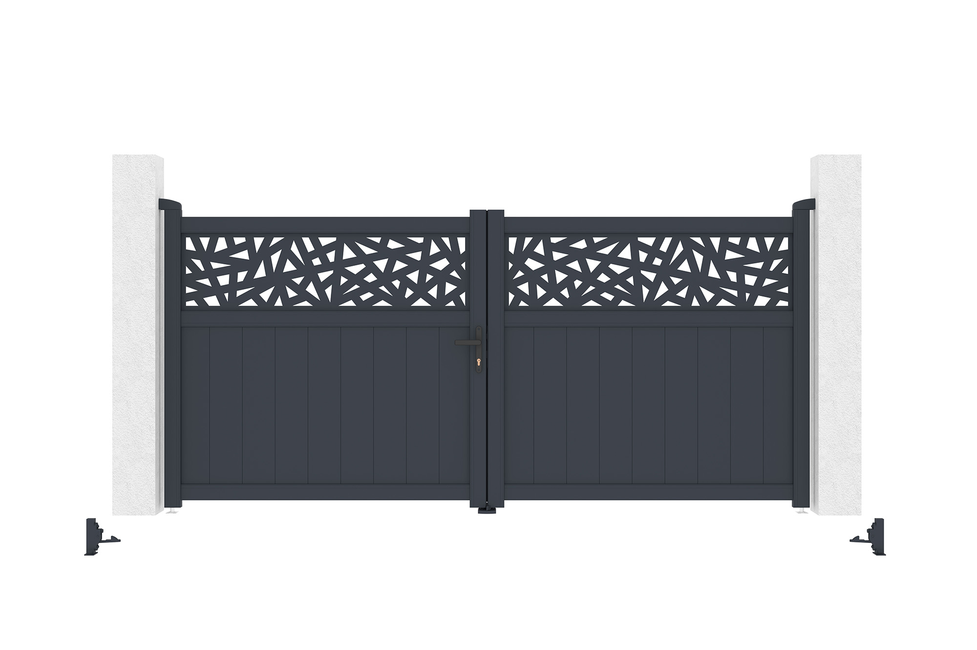 Brána křídlová 3m DOLOMITE RUIVO V.140cm šedý hliník + sloupek EIFEL 20x20cm hliník V.166cm antracitově šedý 5