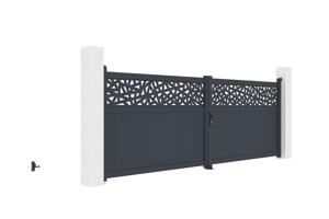 Portail battant 4m DOLOMITE RUIVO H.140cm aluminium gris + Motorisation de portail battant TANKER B700 3