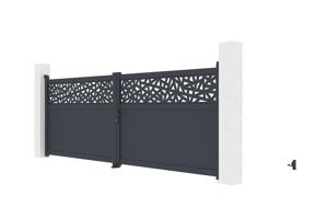 Portail battant 4m DOLOMITE RUIVO H.140cm aluminium gris + Motorisation de portail battant TANKER B700 2