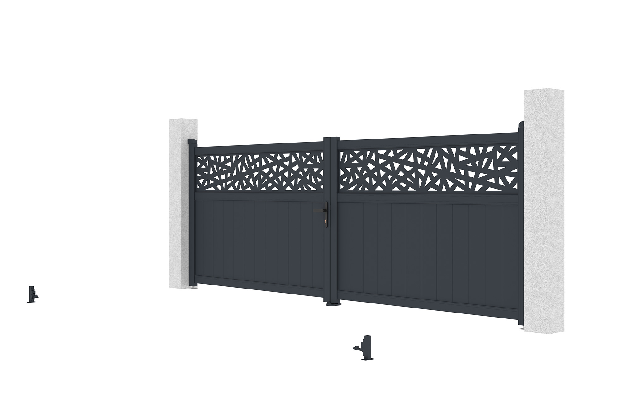 Křídlová brána DOLOMITE RUIVO 4m, výška 140 cm, šedý hliník + motor pro křídlovou bránu HIKER B200 6