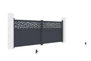 Portail battant 4m DOLOMITE RUIVO H.140cm aluminium gris + Motorisation de portail battant TANKER B700 7