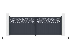 Portail battant 4m DOLOMITE RUIVO H.140cm aluminium gris + Motorisation de portail battant TANKER B700 5