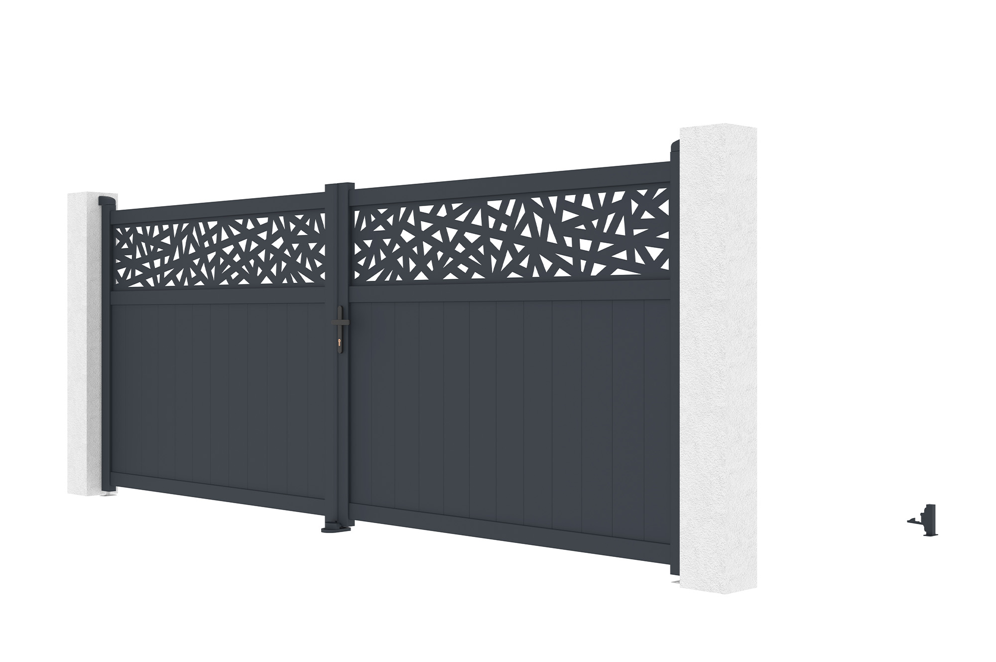 Brána křídlová 4m DOLOMITE RUIVO V.160cm šedý hliník 6