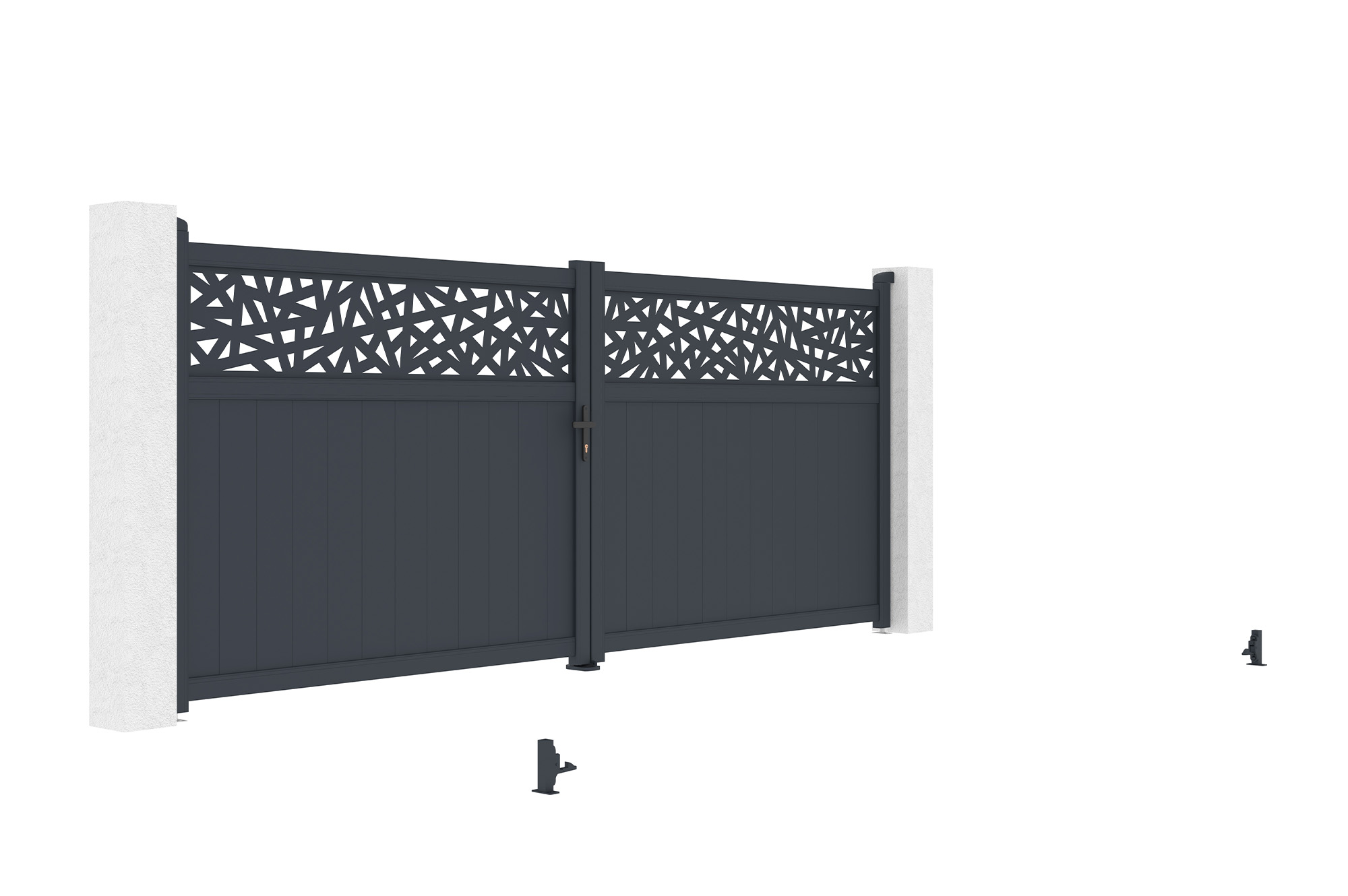 Brána křídlová 4m DOLOMITE RUIVO V.160cm šedý hliník 3