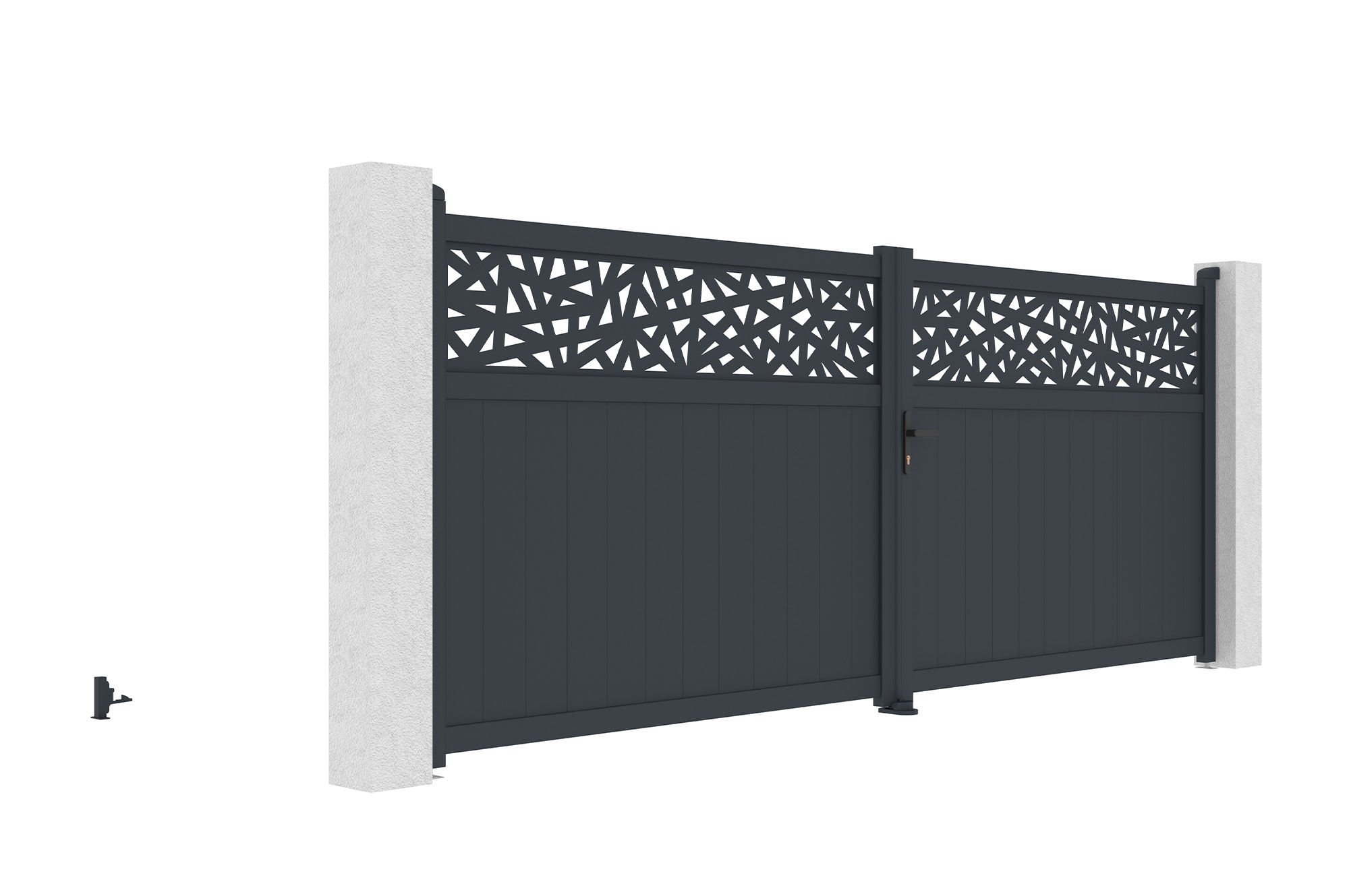 Brána křídlová 4m DOLOMITE RUIVO V.160cm šedý hliník 7