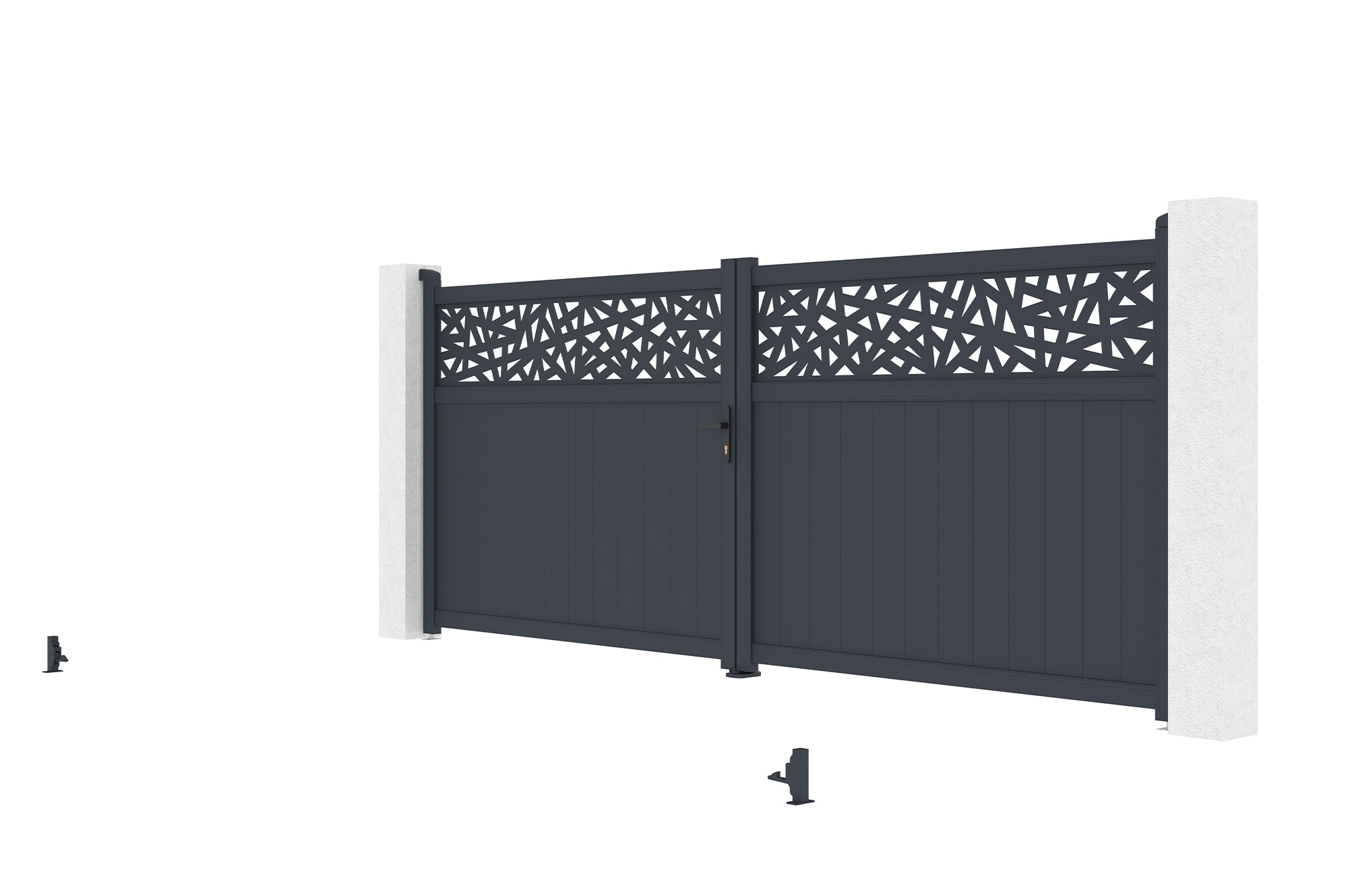 Brána křídlová 4m DOLOMITE RUIVO V.160cm šedý hliník 2