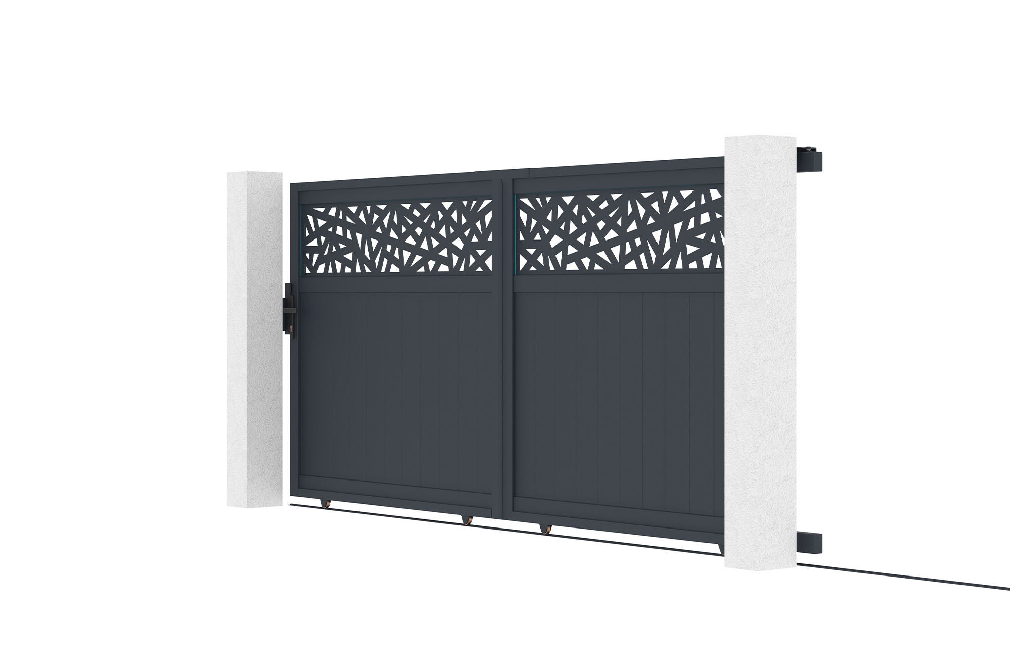 Brána posuvná 3,7m DOLOMITE RUIVO V.160cm šedý hliník 2