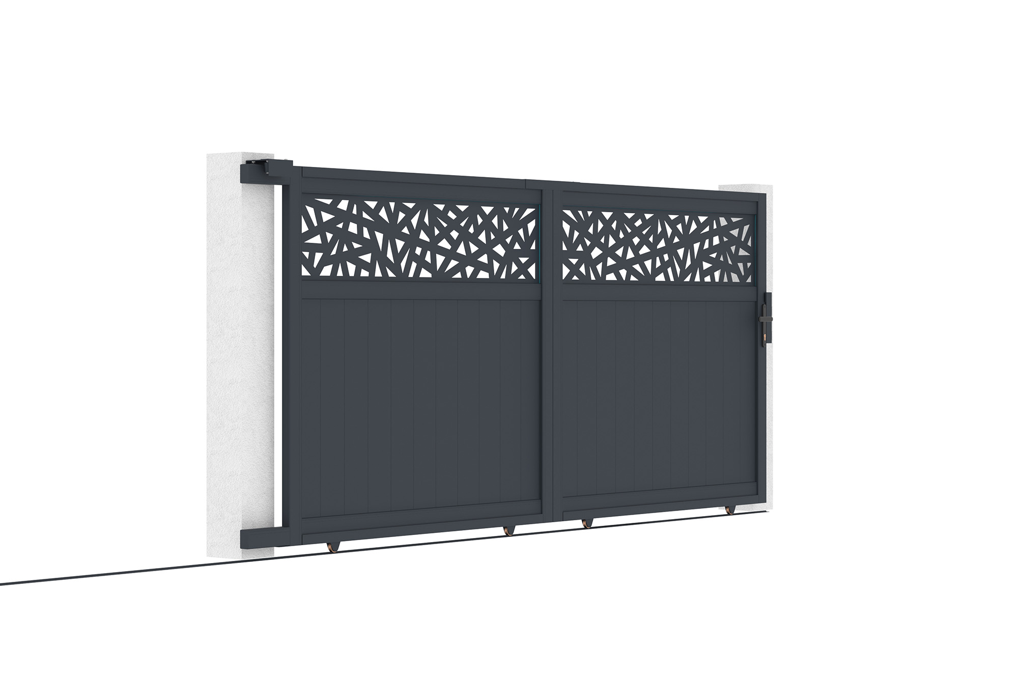 Brána posuvná 3,7m DOLOMITE RUIVO V.160cm šedý hliník 7