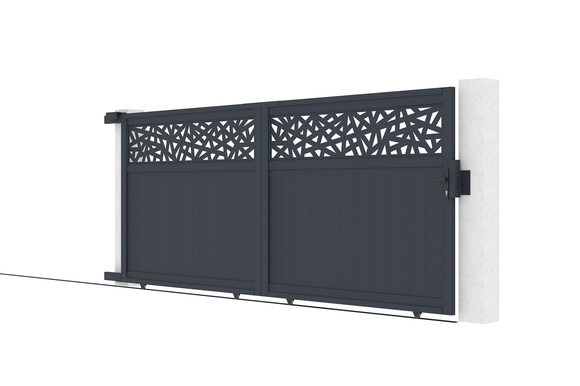 Brána posuvná 3,7m DOLOMITE RUIVO V.160cm šedý hliník 6