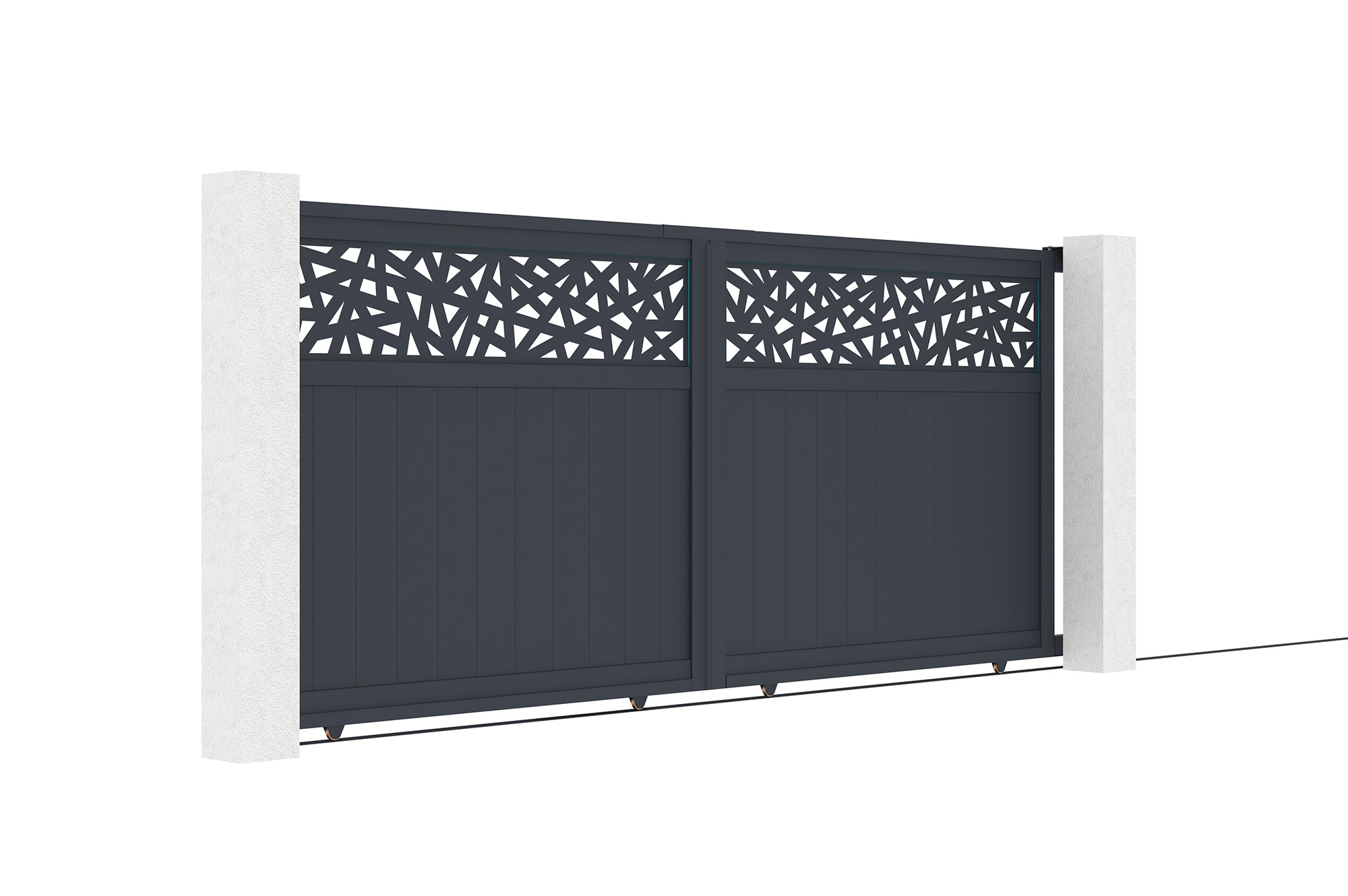 Brána posuvná 3,7m DOLOMITE RUIVO V.160cm šedý hliník 3