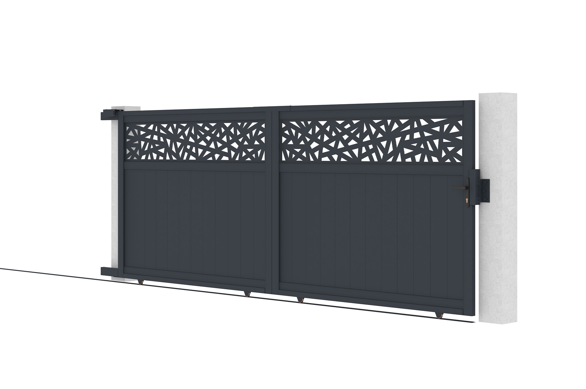 4m DOLOMITE RUIVO sliding gate, 160cm high, grey aluminum 6