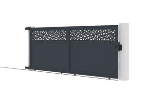 Schuifpoort DOLOMITE RUIVO, 4 meter breed, 160 cm hoog, grijs aluminium 6
