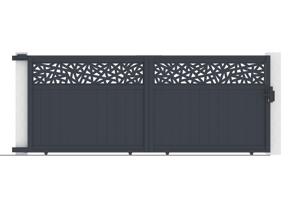Schuifpoort DOLOMITE RUIVO, 4 meter breed, 160 cm hoog, grijs aluminium 5