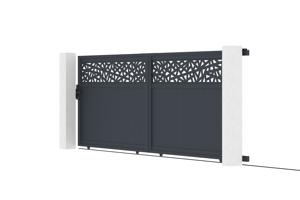 Schuifpoort DOLOMITE RUIVO, 4 meter breed, 160 cm hoog, grijs aluminium 2