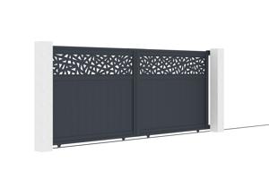 Schuifpoort DOLOMITE RUIVO, 4 meter breed, 160 cm hoog, grijs aluminium 3