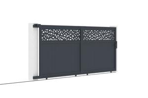 Schuifpoort DOLOMITE RUIVO, 4 meter breed, 160 cm hoog, grijs aluminium 7